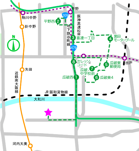 緑バス2号バスコース